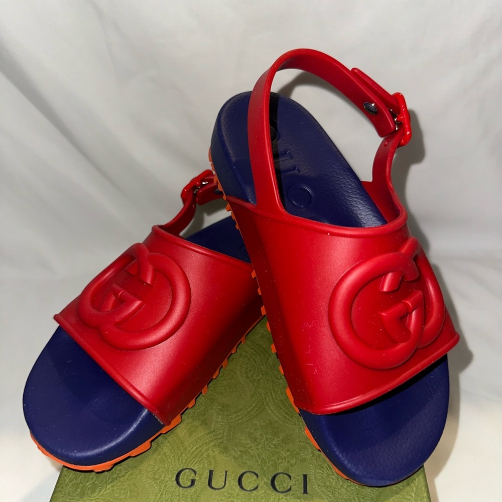 Gucci Kids Red and Blue Sandals